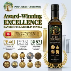 Award winning minyak zaitun extra virgin Chetoui Tunisia