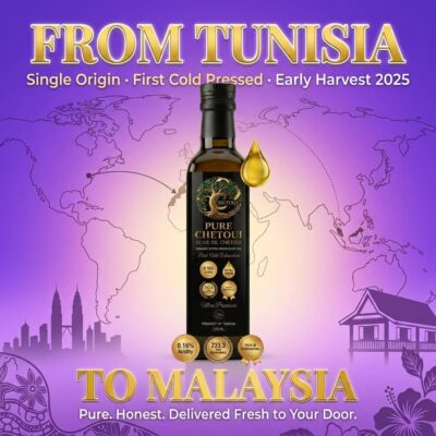 Pure Chetoui — from Tunisia to Malaysia, single origin first cold pressed, delivered fresh to your door